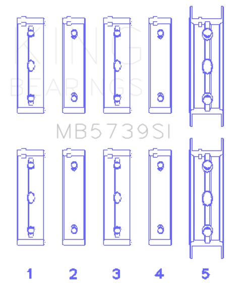 King Engine Bearings Subaru EJ20/EJ22/EJ25 Bi-Metal Silicon Aluminum Main Bearing Set - Size +.002mm