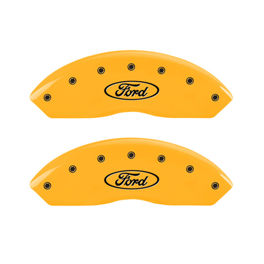 MGP 4 Caliper Covers Engraved Front & Rear Oval Logo/Ford Yellow Finish Black Char 2008 Ford F-150