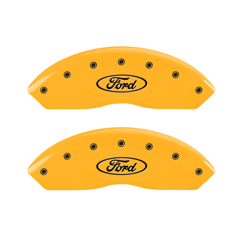 MGP 4 Caliper Covers Engraved Front & Rear Oval Logo/Ford Yellow Finish Black Char 2001 Ford F-150