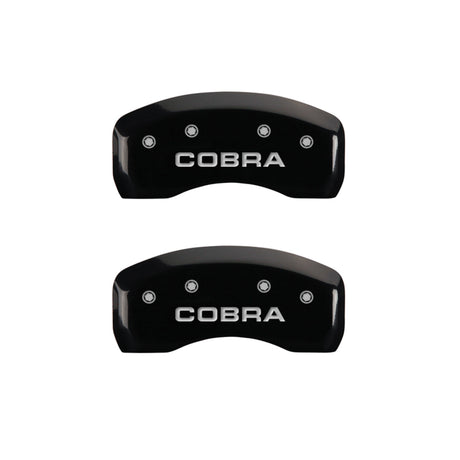 MGP 4 Caliper Covers Engraved Front & Rear Cobra Black finish silver ch