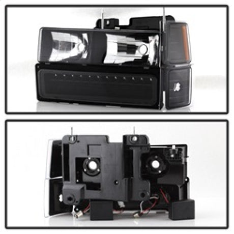 xTune 92-94 Blazer Full Size Corner/LED Bumper Headlights Black HD-JH-CCK88-LED-AM-BK-SET