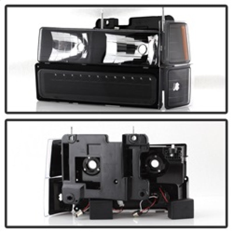 xTune 92-94 Blazer Full Size Corner/LED Bumper Headlights Black HD-JH-CCK88-LED-AM-BK-SET