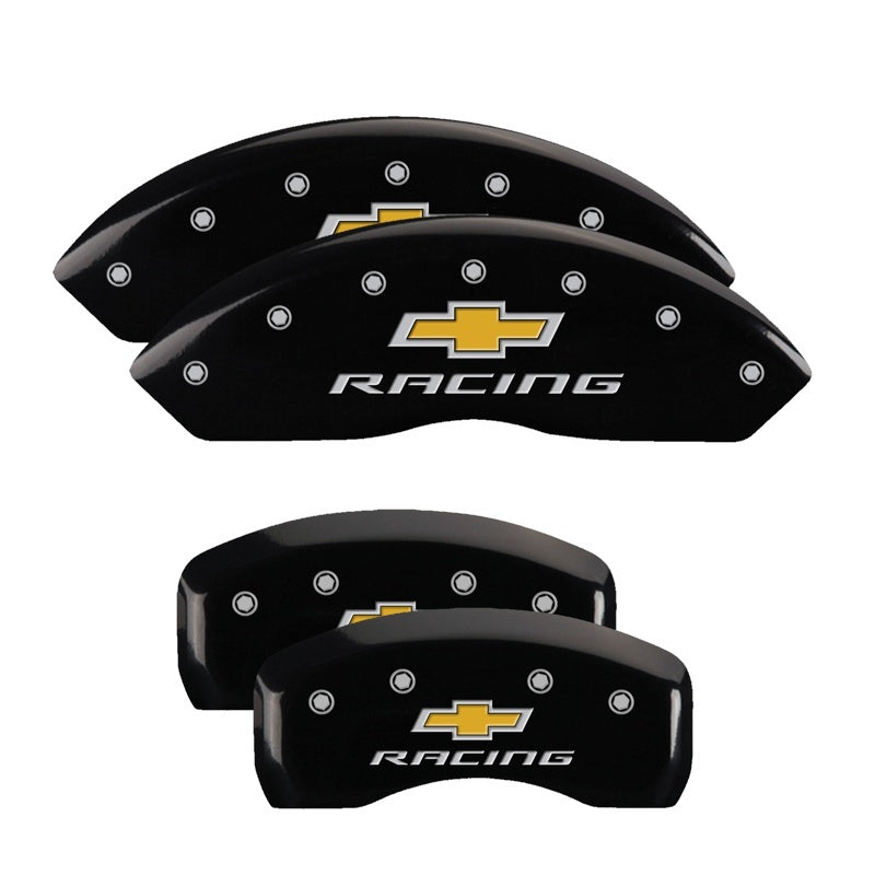 MGP 4 Caliper Covers Engraved Front & Rear Chevy racing Black finish silver ch