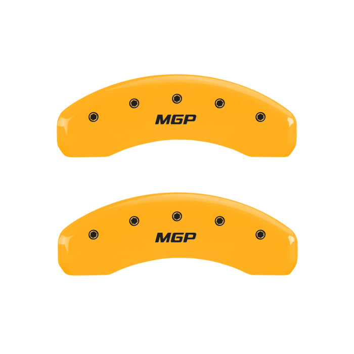 MGP 4 Caliper Covers Engraved Front & Rear MGP Yellow Finish Black Char 2005 Nissan Titan