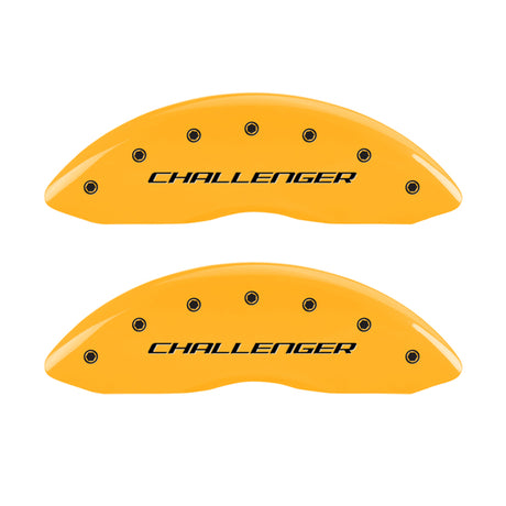 MGP 4 Caliper Covers Engraved Front & Rear Block/Challenger Yellow finish black ch
