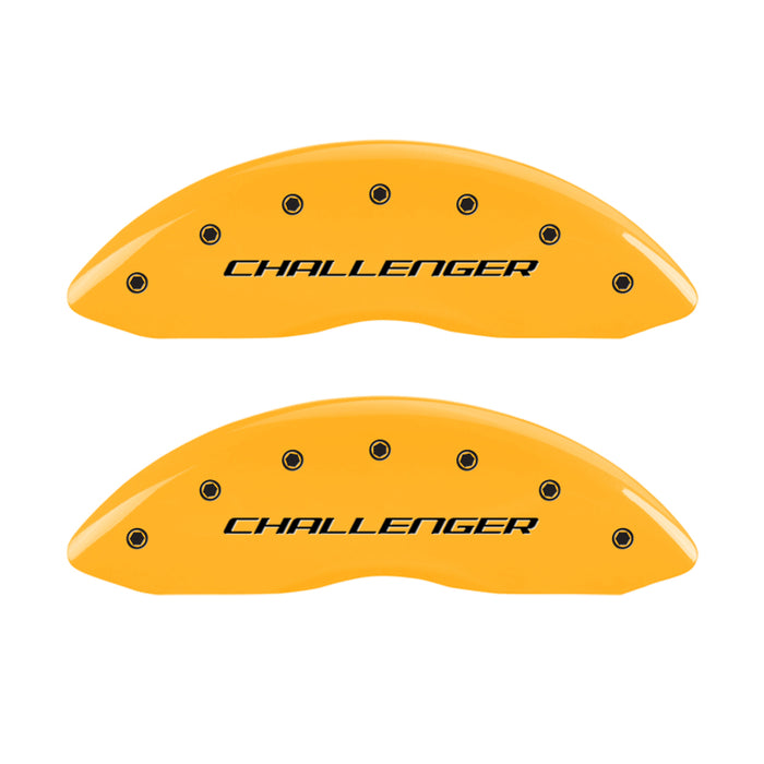 MGP 4 Caliper Covers Engraved Front & Rear Block/Challenger Yellow finish black ch