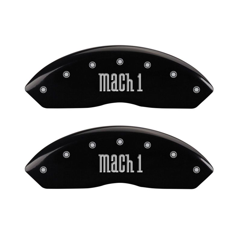 MGP 4 Caliper Covers Engraved Front & Rear Mach 1 Black finish silver ch