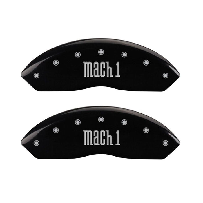 MGP 4 Caliper Covers Engraved Front & Rear Mach 1 Black finish silver ch