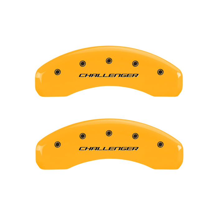 MGP 4 Caliper Covers Engraved Front & Rear Block/Challenger Yellow finish black ch