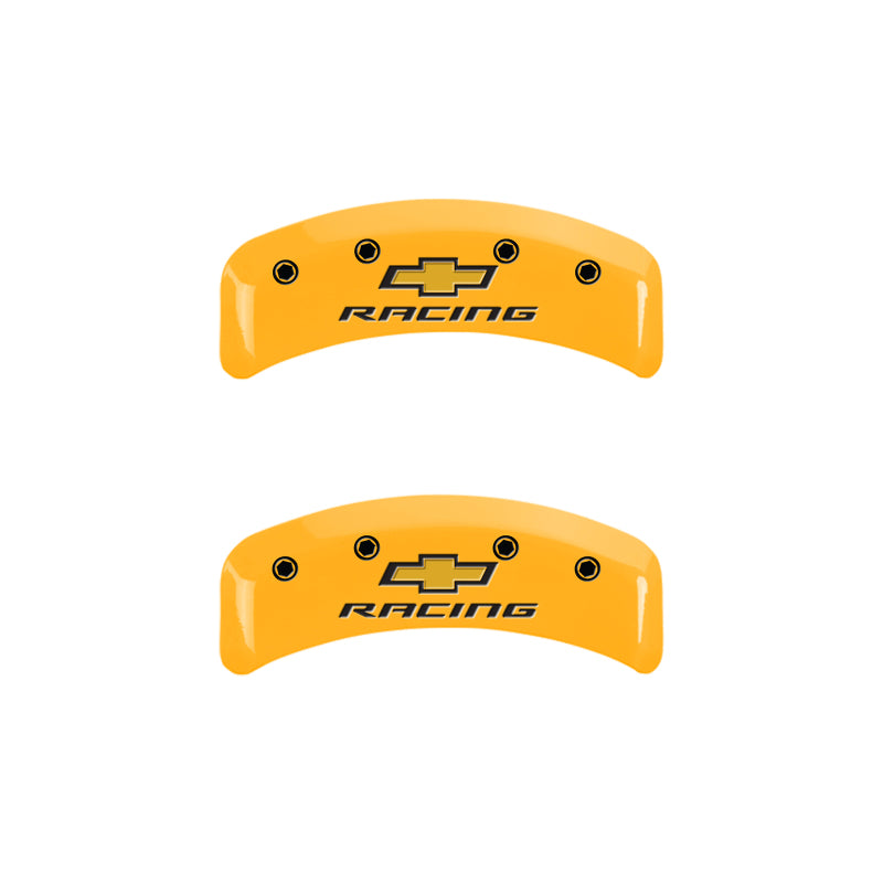 MGP 4 Caliper Covers Engraved F & R Chevy Racing Yellow Finish Black Char 1988 Chevrolet Corvette