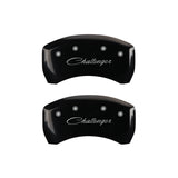 MGP 4 Caliper Covers Engraved Front & Rear Cursive/Challenger Black finish silver ch