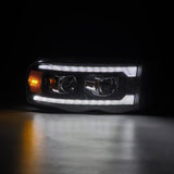AlphaRex 02-05 Dodge Ram 1500 LUXX LED Proj Headlights Plank Style Black w/Activ Light/Seq Signal
