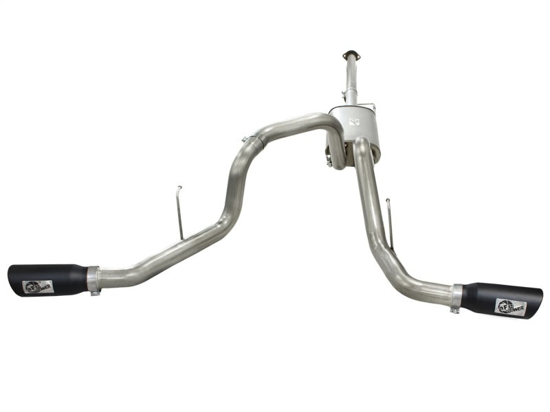 aFe MACHForce XP Exhaust 3in SS Dual Side Exit CB w/ Black Tips 11-14 Ford F150 EcoBoost V6-3.5L TT