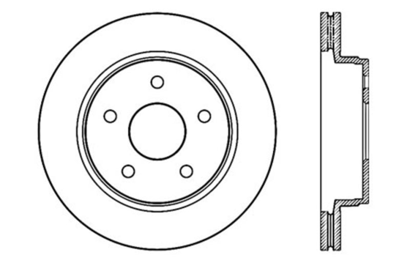 StopTech 04-06 Dodge Durango / 02-10 Ram 1500 (exc Mega Cab) Front Right Slotted & Drilled Rotor