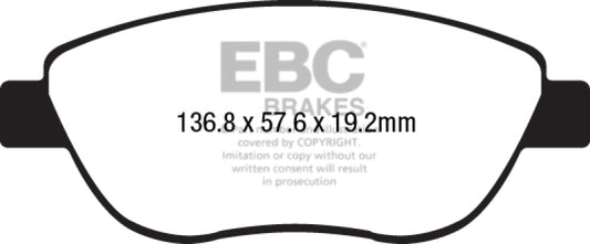 EBC 14-17 Fiat 500 Redstuff Ceramic Low Dust Front Brake Pads