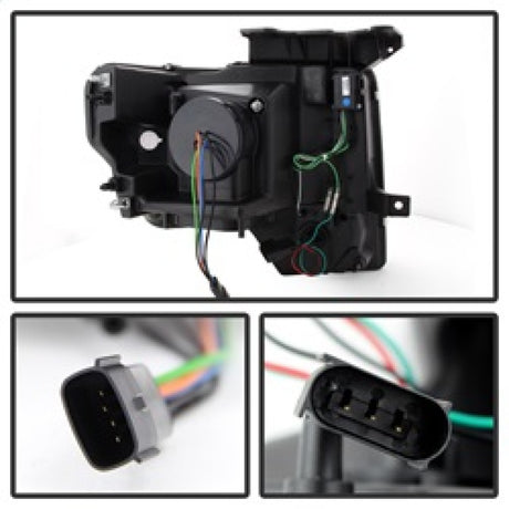 Spyder Ford F150 13-14 Projector Factory Xenon Model- Light Bar DRL Blk PRO-YD-FF15013-LBDRL-HID-BK