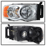 xTune Dodge Ram 1500 02-05 Amber Crystal Headlights Chrome HD-JH-DR02-AM-C