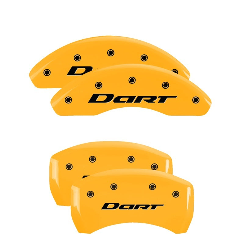 MGP 4 Caliper Covers Engraved Front & Rear MGP Yellow Finish Black Characters 00-06 Chevy Avalanche