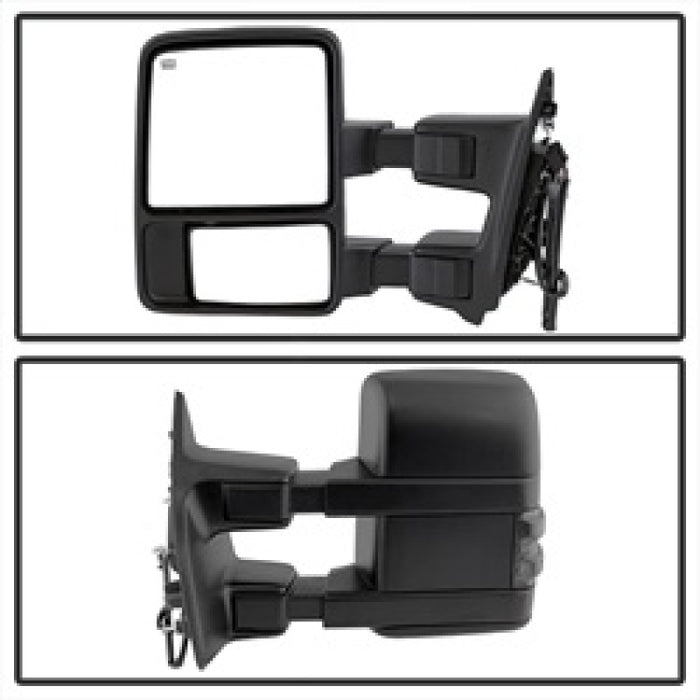 xTune Ford SuperDuty 08-15 Extendable Heated Mirrors w/ LED Signal Smoke MIR-FDSD08S-PW-SM-SET