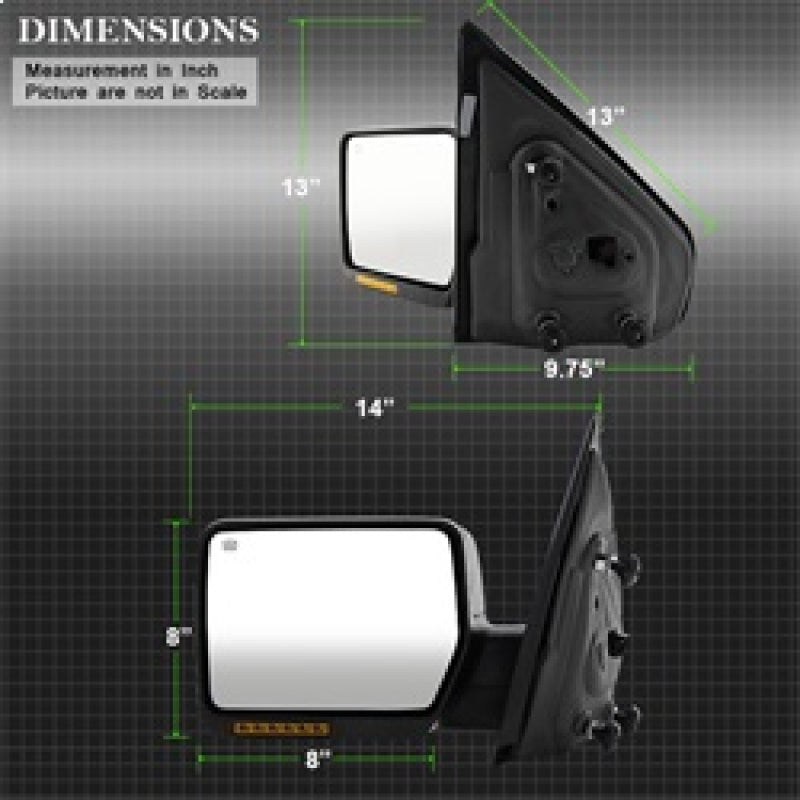 xTune Ford F150 04-06 Power Heated Amber LED Signal OE Mirror Left MIR-03348AEBH-P-L