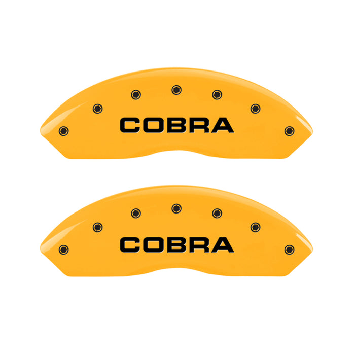 MGP 4 Caliper Covers Engraved Front & Rear Cobra Yellow Finish Black Char 2006 Ford Mustang