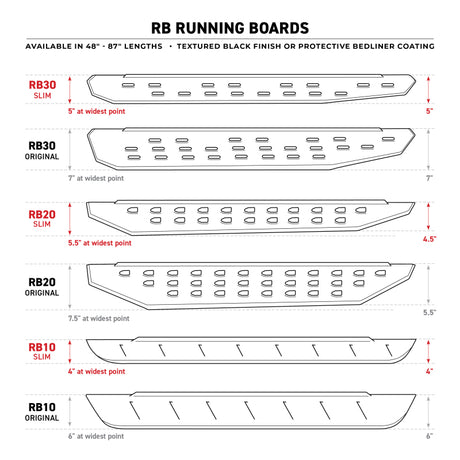 Go Rhino RB30 Slim Line Running Boards 87in. - Bedliner Coating (Boards ONLY/Req. Mounting Brackets)