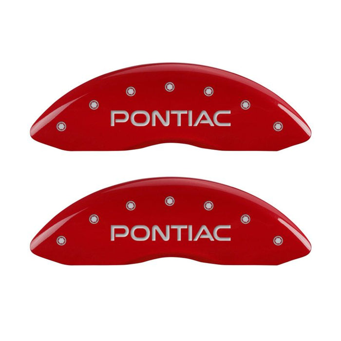 MGP 4 Caliper Covers Engraved Front Pontiac Engraved Rear GXP Red finish silver ch