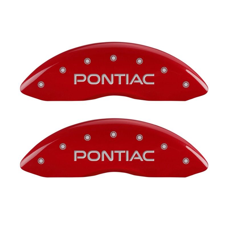 MGP 4 Caliper Covers Engraved Front Pontiac Engraved Rear GXP Red finish silver ch