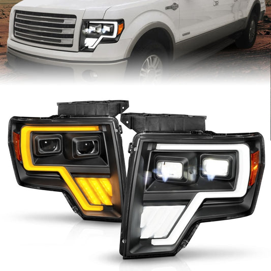 ANZO 09-14 Ford F-150 Full LED Proj Headlights w/Initiation Feature - Black