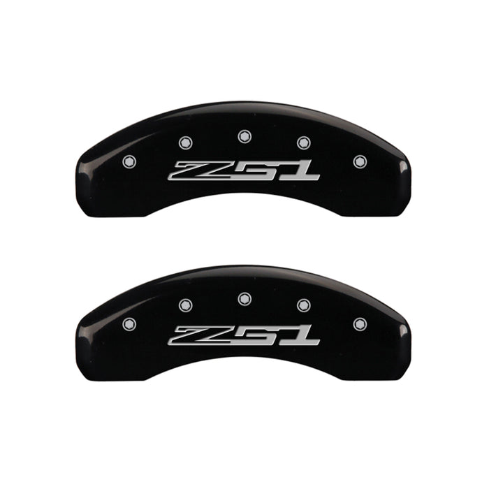 MGP 4 Caliper Covers Engraved Front Corvette C7 Engraved Rear Z51/2015 Black finish silver ch