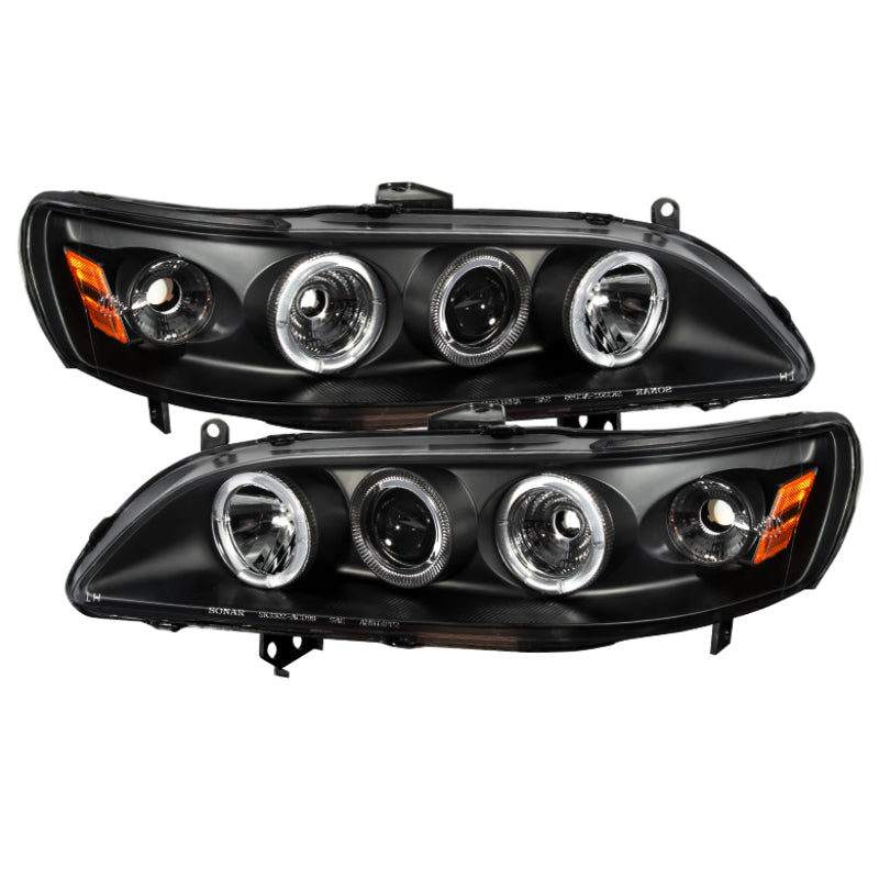 Spyder Honda Accord 98-02 1PC Projector Headlights LED Halo Amber Reflector Blk PRO-YD-HA98-AM-BK