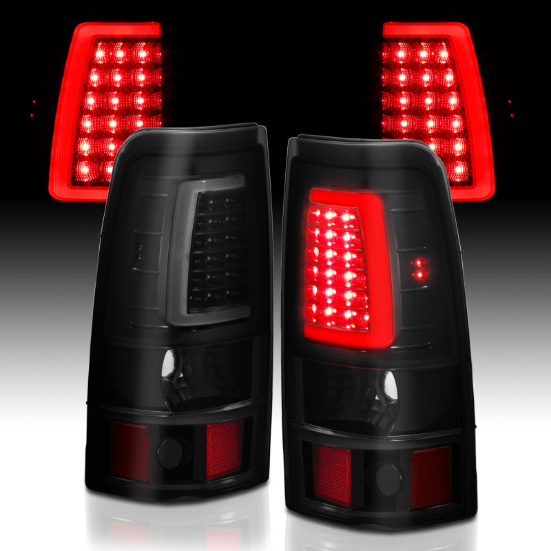 ANZO 1999-2002 Chevy Silverado 1500 LED Taillights Plank Style Black w/Smoke Lens