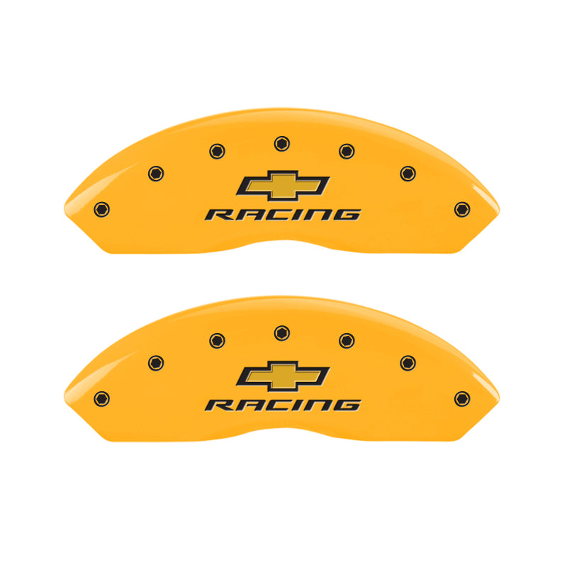 MGP 4 Caliper Covers Engraved F & R Chevy Racing Yellow Finish Black Char 1988 Chevrolet Corvette