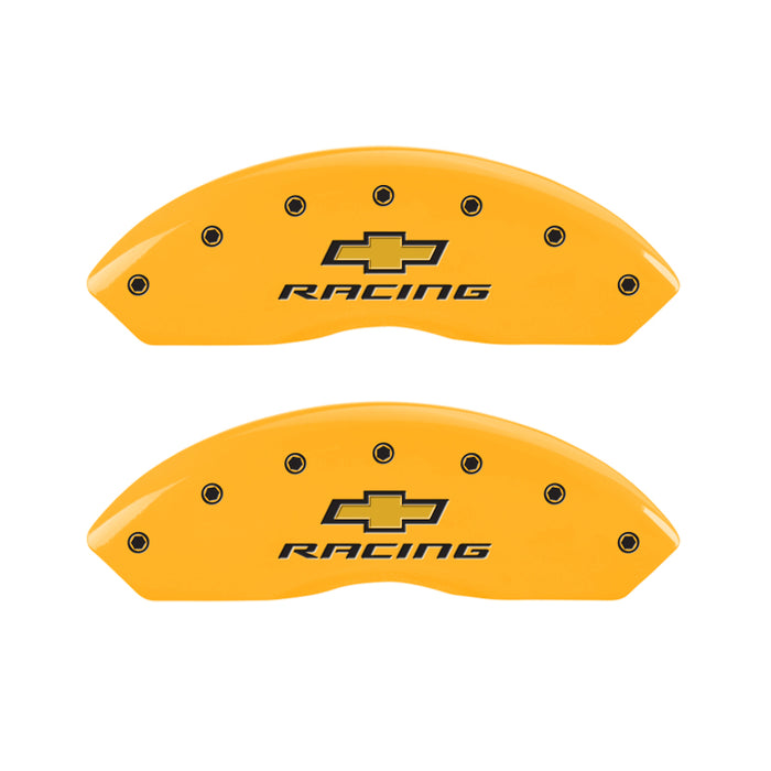 MGP 4 Caliper Covers Engraved F & R Chevy Racing Yellow Finish Black Char 1988 Chevrolet Corvette