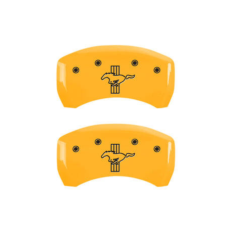 MGP 4 Caliper Covers Engraved Front Mustang Rear Bar & Pony Yellow Finish Blk Char 2006 Ford Mustang