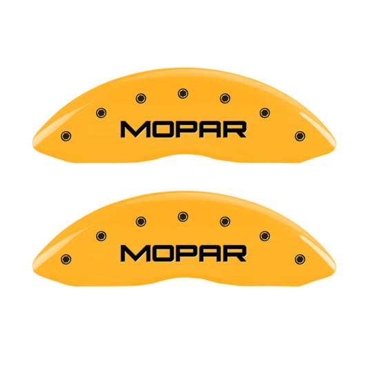 MGP 4 Caliper Covers Engraved Front & Rear Mopar Yellow Finish Black Char 2006 Dodge Charger