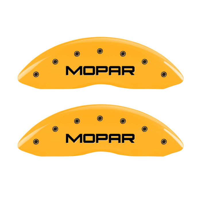 MGP 4 Caliper Covers Engraved Front & Rear Mopar Yellow Finish Black Char 2005 Chrysler 300