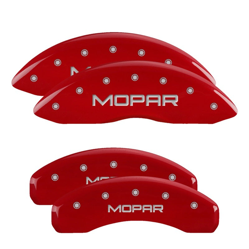 MGP Front set 2 Caliper Covers Engraved Front MOPAR Red finish silver ch