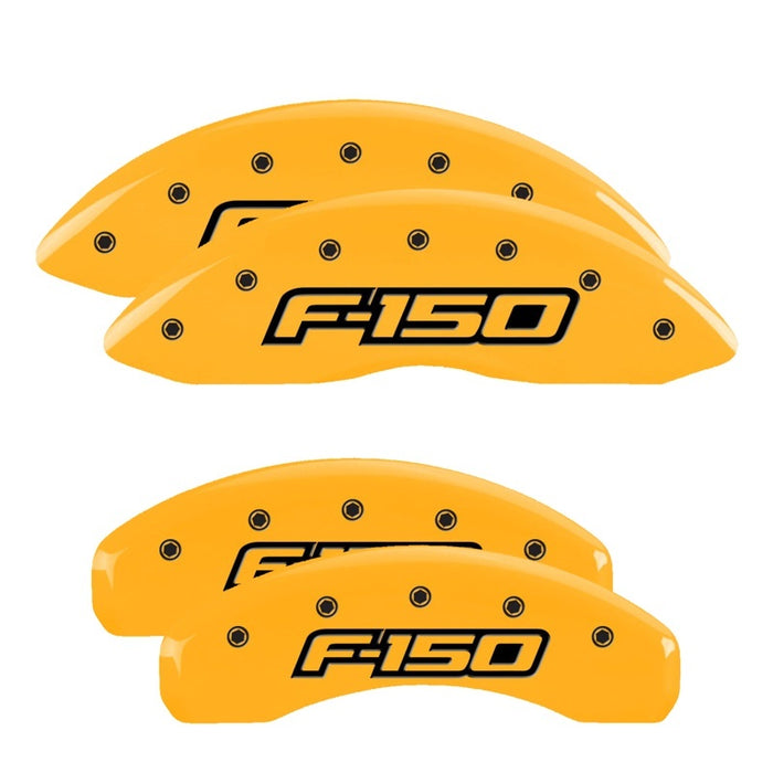 MGP 4 Caliper Covers Engraved Front & Rear Oval Logo/Ford Yellow Finish Black Char 2013 Ford F-150