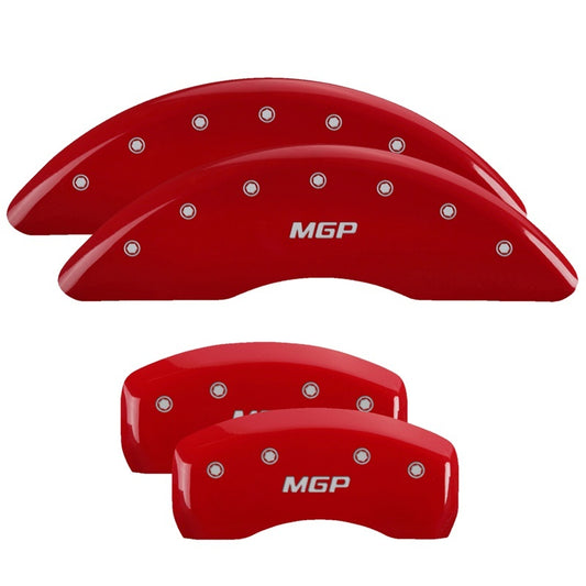 MGP 4 Caliper Covers Engraved Front & Rear Lincoln Red finish silver ch