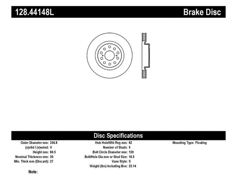 StopTech Drilled Sport Brake Rotor