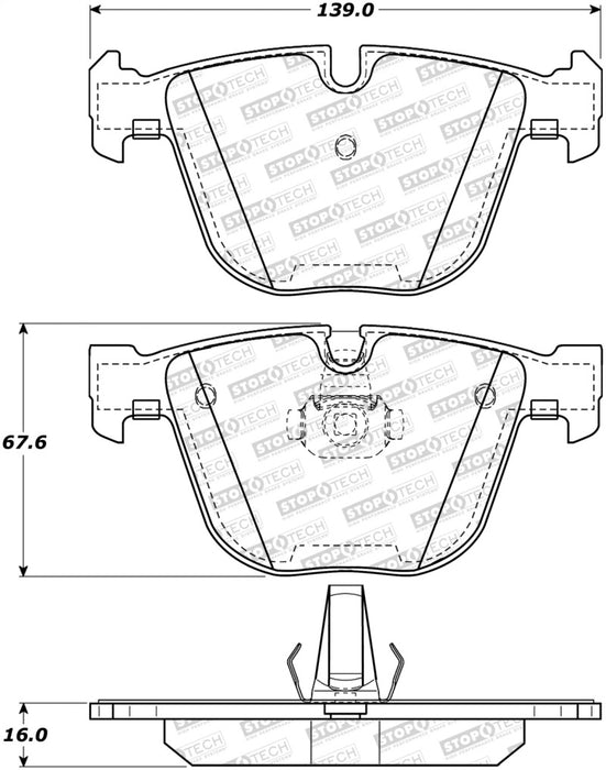 StopTech 10-16 BMW 5-Series Street Performance Rear Brake Pads