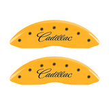 MGP 4 Caliper Covers Engraved Front & Rear Cursive/Cadillac Yellow finish black ch