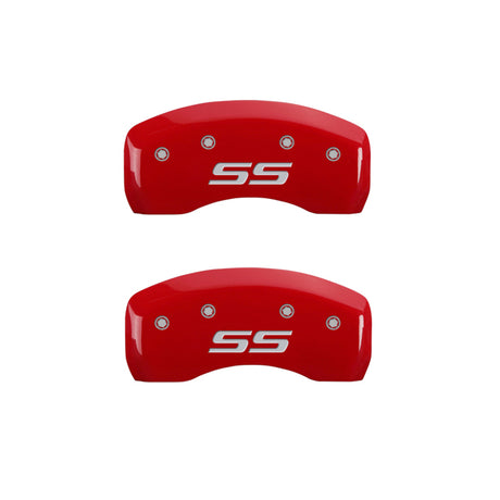MGP 4 Caliper Covers Engraved Front & Rear Monte Carlo style/SS Red finish silver ch
