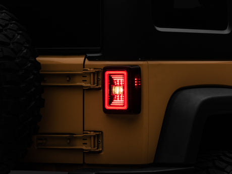 Raxiom 07-18 Jeep Wrangler JK JL Style LED Tail Lights- Black Housing - Red Lens