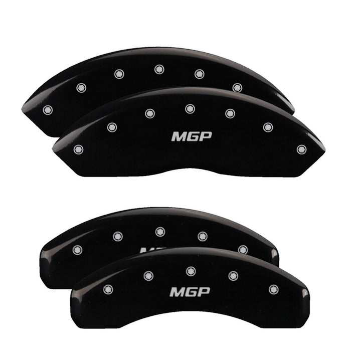 MGP 4 Caliper Covers Engraved Front & Rear With stripes/Charger Black finish silver ch