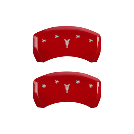 MGP 4 Caliper Covers Engraved Front Pontiac Engraved Rear Arrow Red finish silver ch
