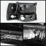 xTune Ford F150/Bronco 92-96 Headlights w/Corner Bumper 6pcs Amber- Black HD-JH-FB92-SET-AM-BK