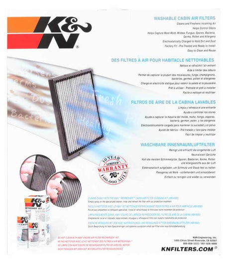 K&N 99-03 Acura TL / 01-03 Acura CL / 98-02 Honda Accord 2.3L/3.0L Cabin Air Filter (2 Per Box)