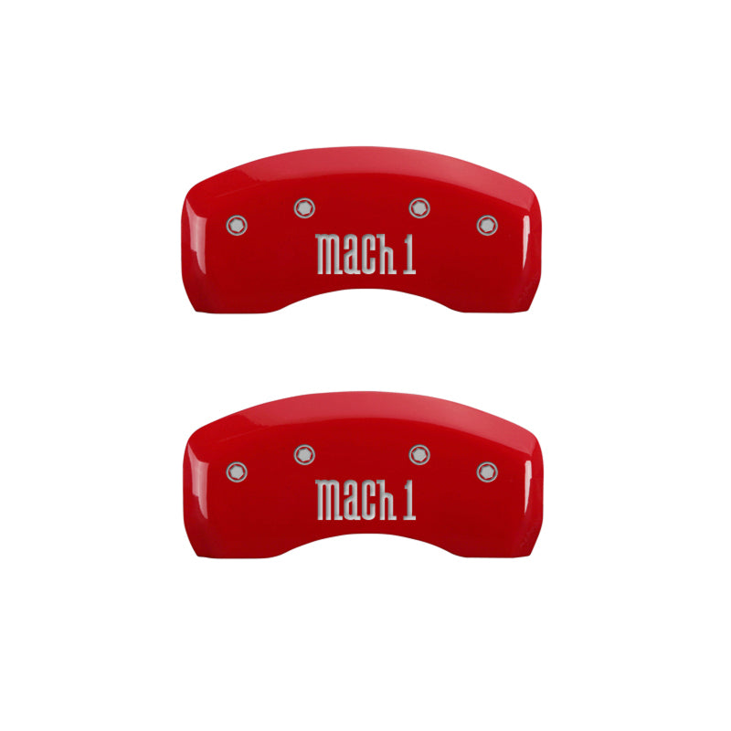 MGP 4 Caliper Covers Engraved Front & Rear Mach 1 Red finish silver ch